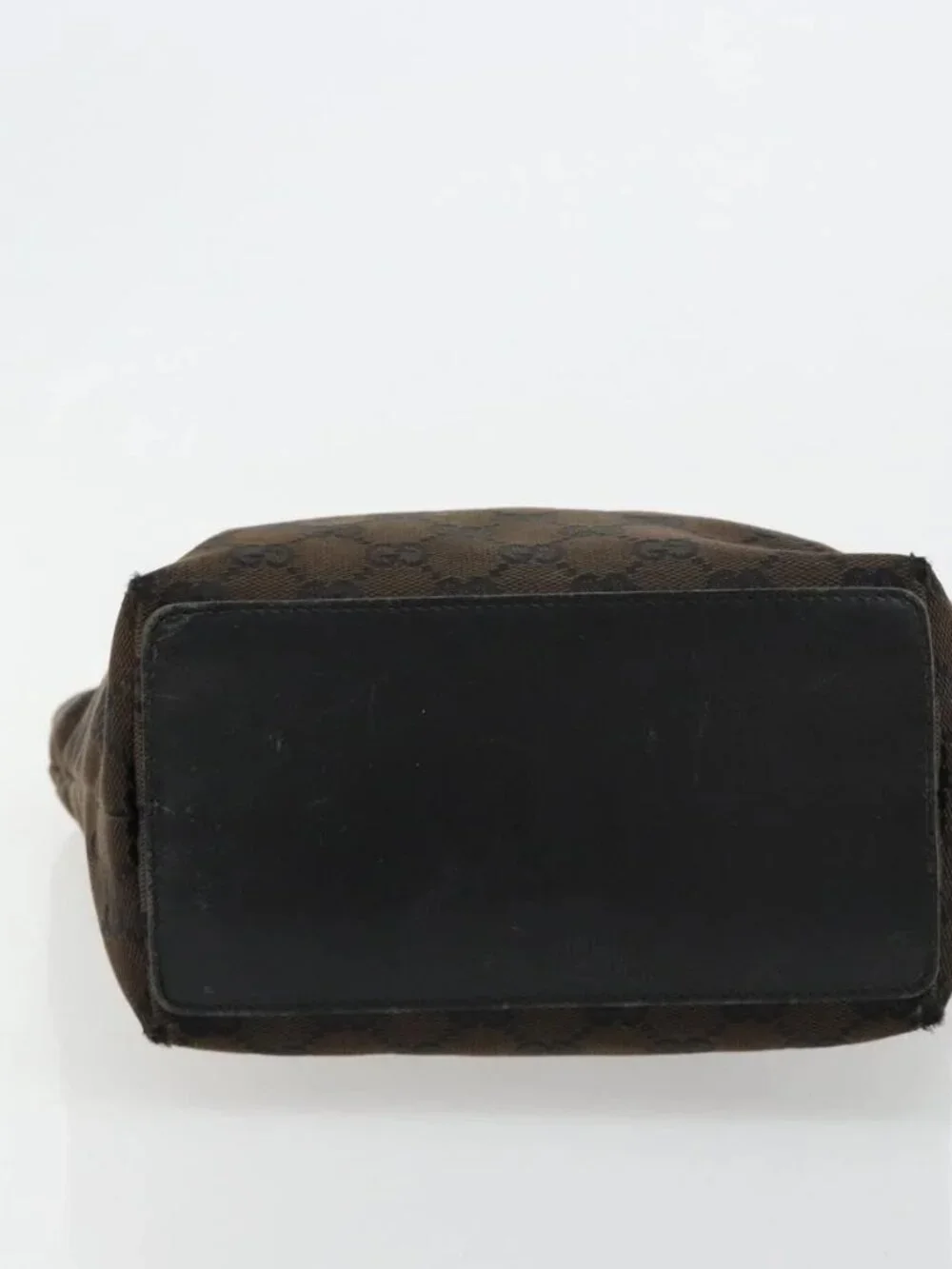 GUCCI GG Canvas Hand Bag Black Gold 002 1099 Auth ka4695